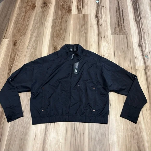 Adidas Tech Track Jacket Women's Large Black Lightweight Mesh Back - Picture 4 of 11